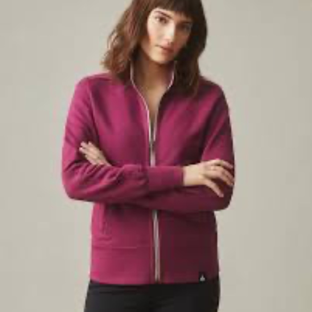 American Giant Moto Sweatshirt Women Large Maroon Wine Full Zip USA Made Outdoor